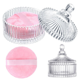 HONSIO pink powder puff front view showing plush surface and neat storage