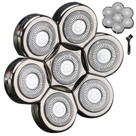 HONTEC front view of seven replacement heads, shows full coverage benefit