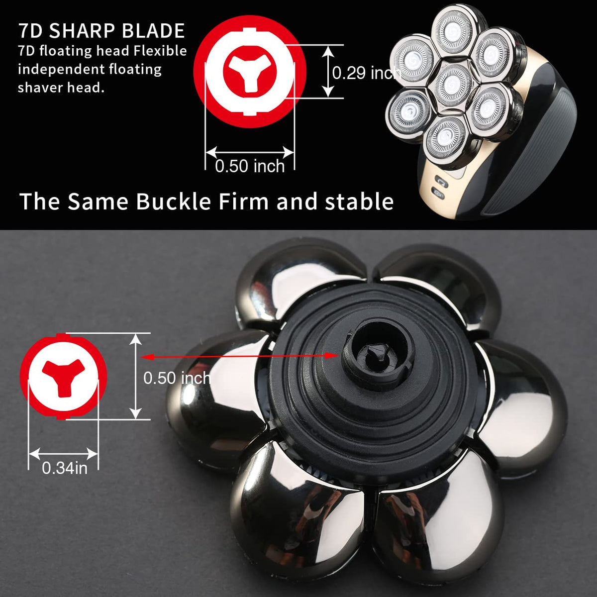 HONTEC top angle displaying seven floating blades for better contouring