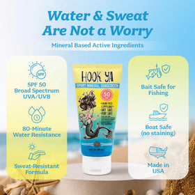 Hook'Ya label close-up showing reef-compliant ingredients and clean formulation