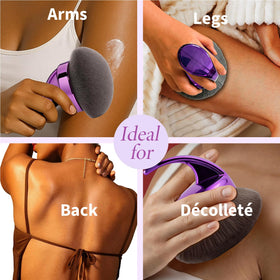 Hoostee brush held in hand to show scale and ergonomic, palm-friendly handle