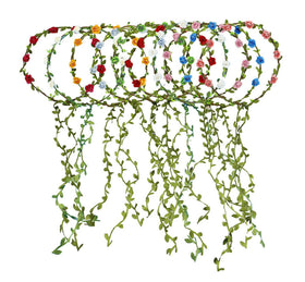 HOPEANT front view of ten colorful floral crown set, ready to wear