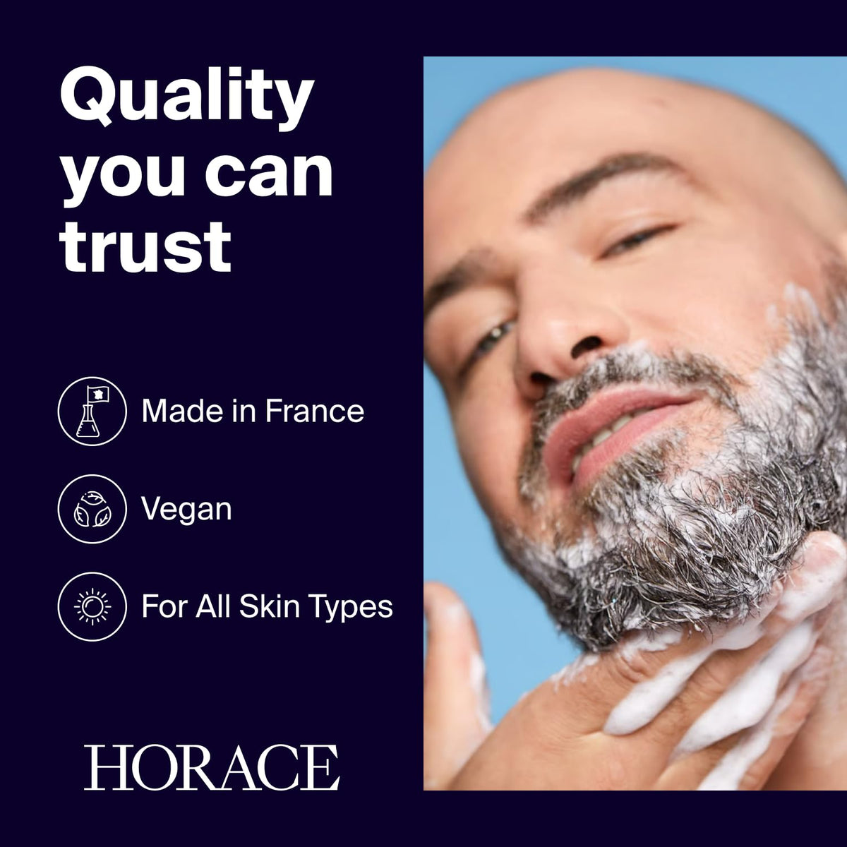 HORACE 250ml beside hand for scale to show convenient travel size benefit