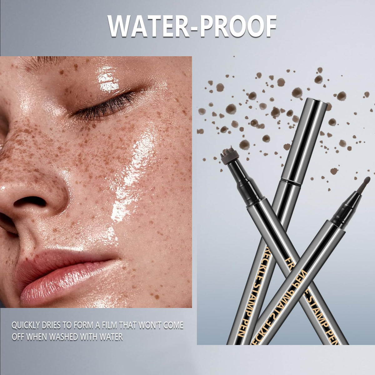 HOSAILY freckles applied to cheeks demonstrating natural sunkissed look benefit