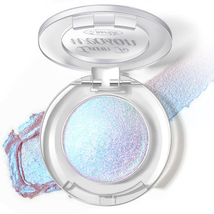 HOSAILY front compact palette showing duochrome blue shimmer and travel size benefit