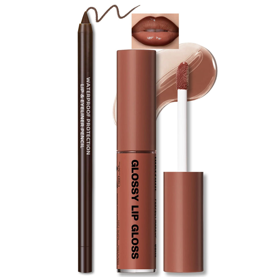 HOSAILY front packaging showing the lip gloss and brown liner, convenient travel set benefit