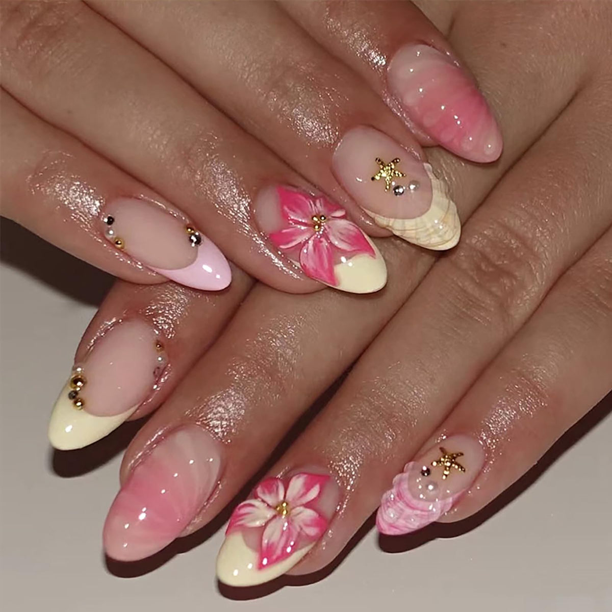 HOSAILY front packaging of 30-piece press-on nails showing design and kit, displays convenience