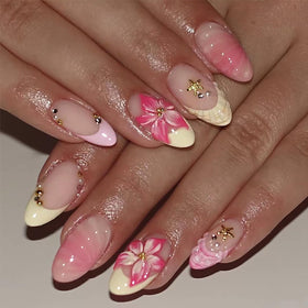 HOSAILY front packaging of 30-piece press-on nails showing design and kit, displays convenience