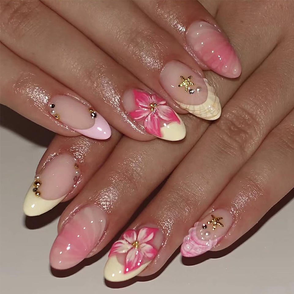 HOSAILY front packaging of 30-piece press-on nails showing design and kit, displays convenience