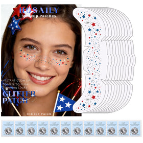 HOSAILY front packaging showing patriotic glitter freckle kit and wipes for easy use