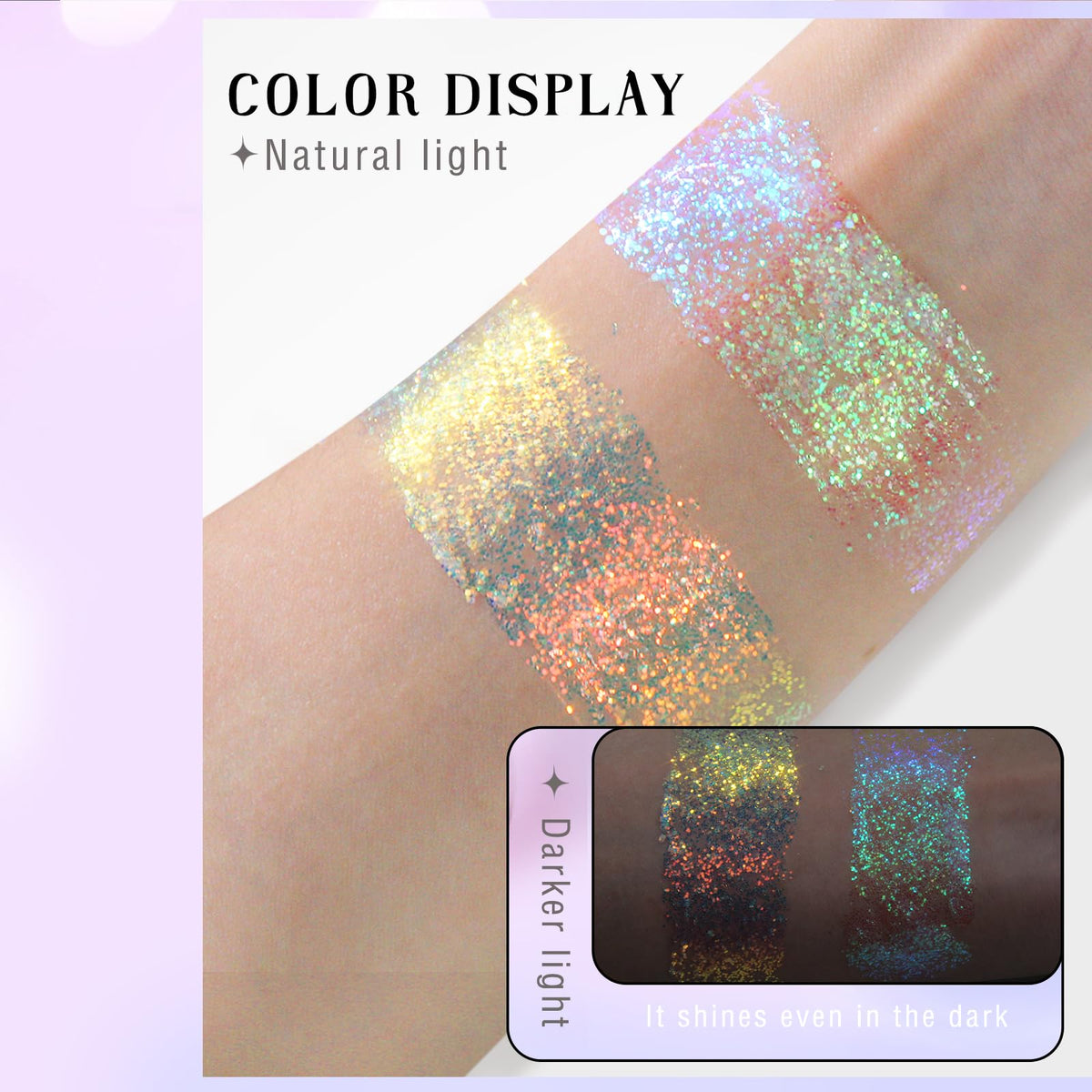 HOSAILY glitter texture macro revealing holographic sparkles and chunky mermaid sequins shine