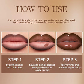 HOSAILY lifestyle shot of woman wearing nude gloss showcasing natural luminous look benefit