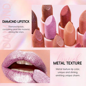 HOSAILY lipstick worn on lips in daylight demonstrating durable shimmer benefit