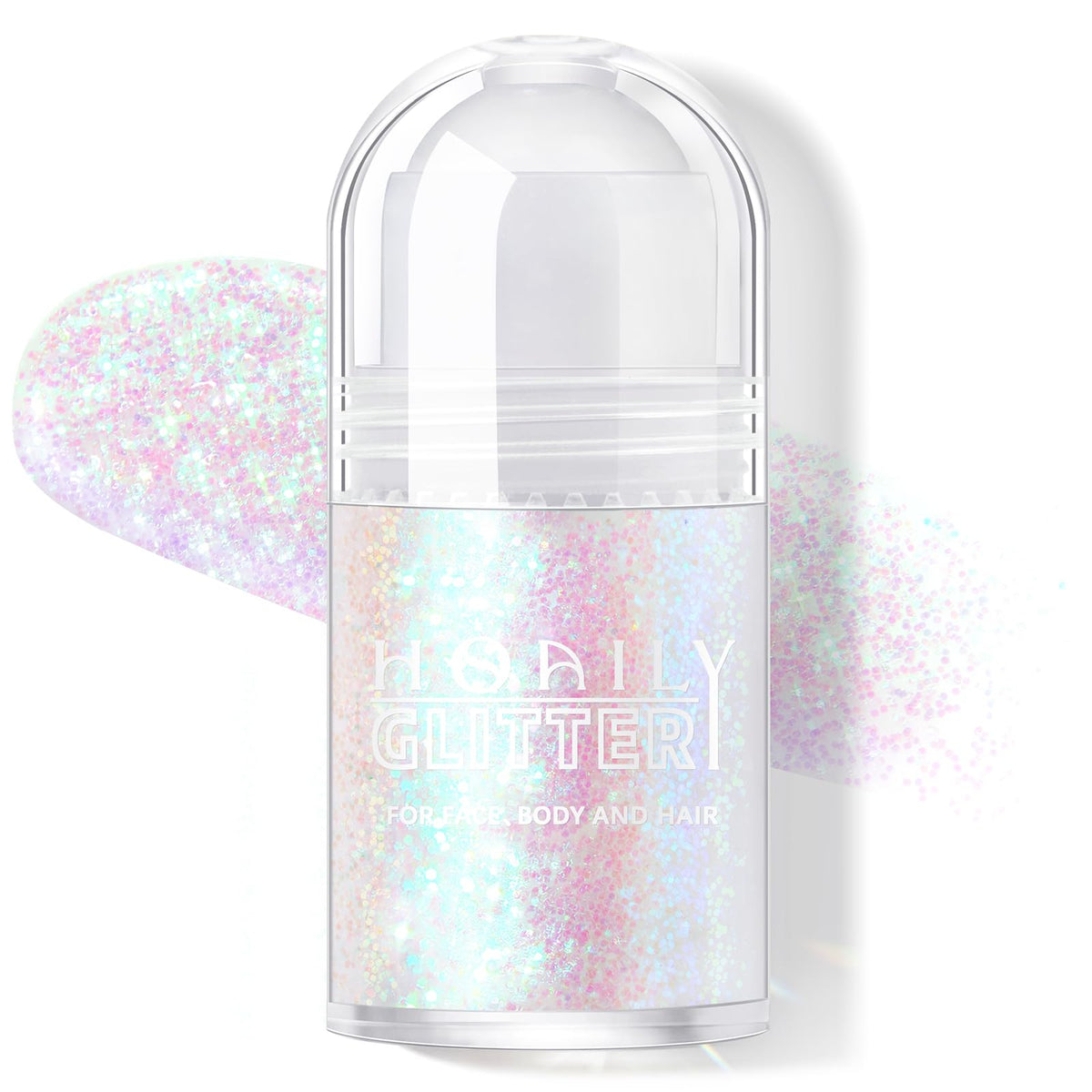 HOSAILY roll-on front packaging showing compact festival glitter