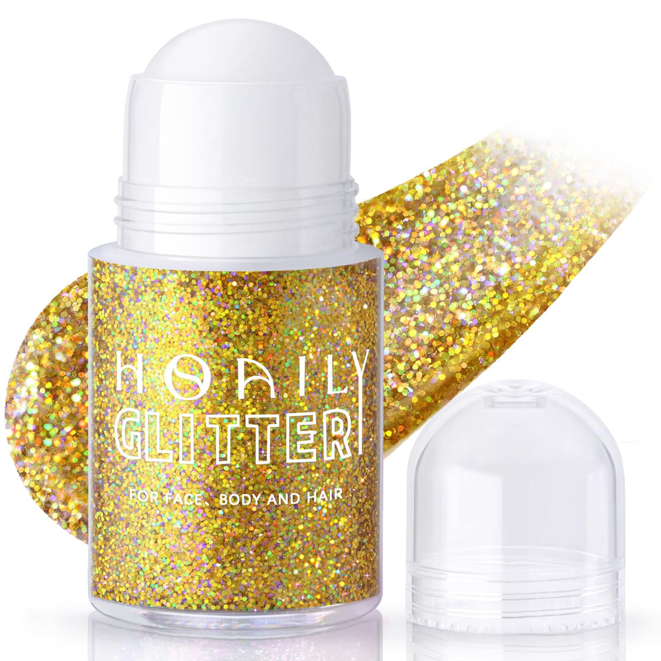 HOSAILY roll-on front packaging showing compact festival-ready bottle and shimmer
