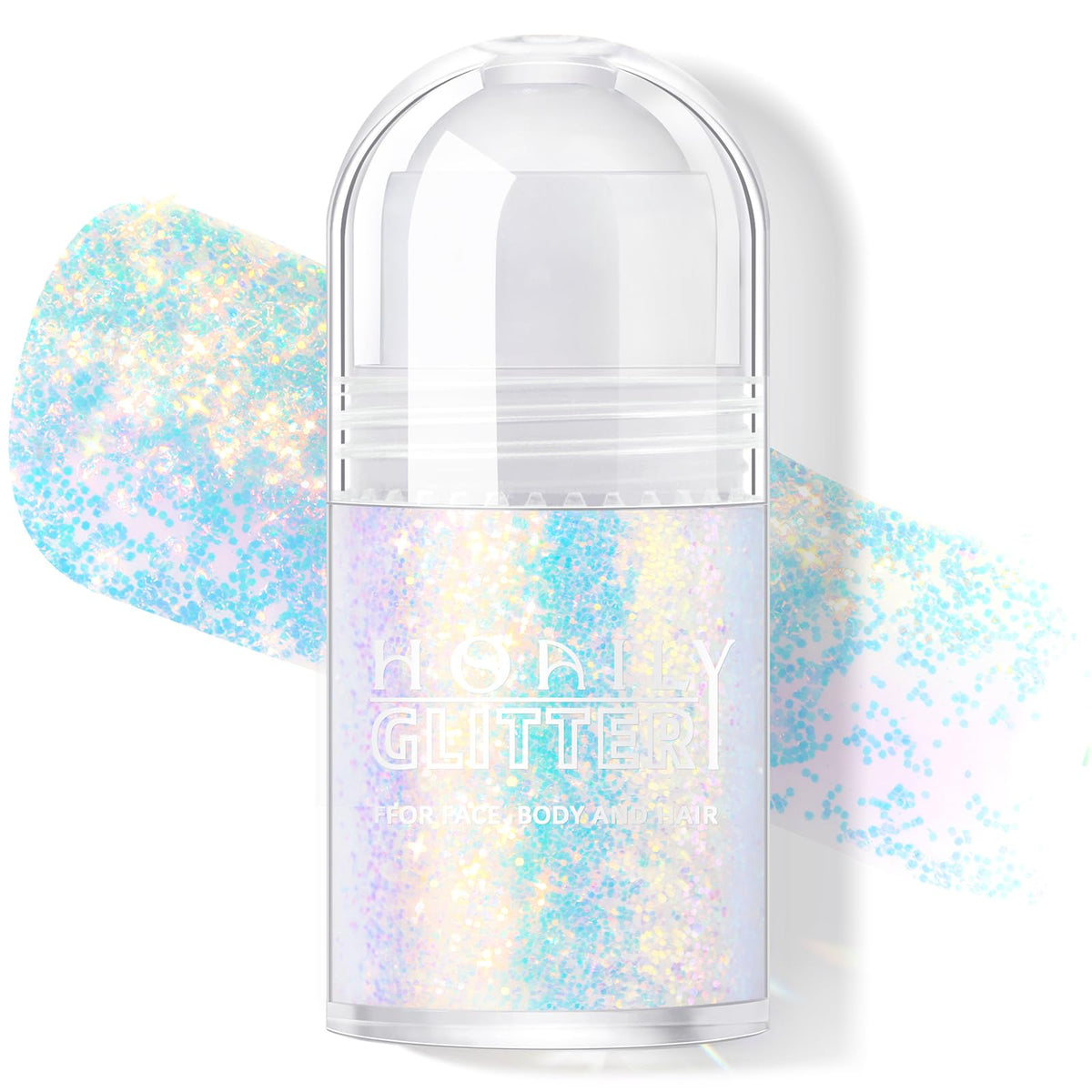 HOSAILY roll-on front view showing applicator and sparkling blue color for easy use