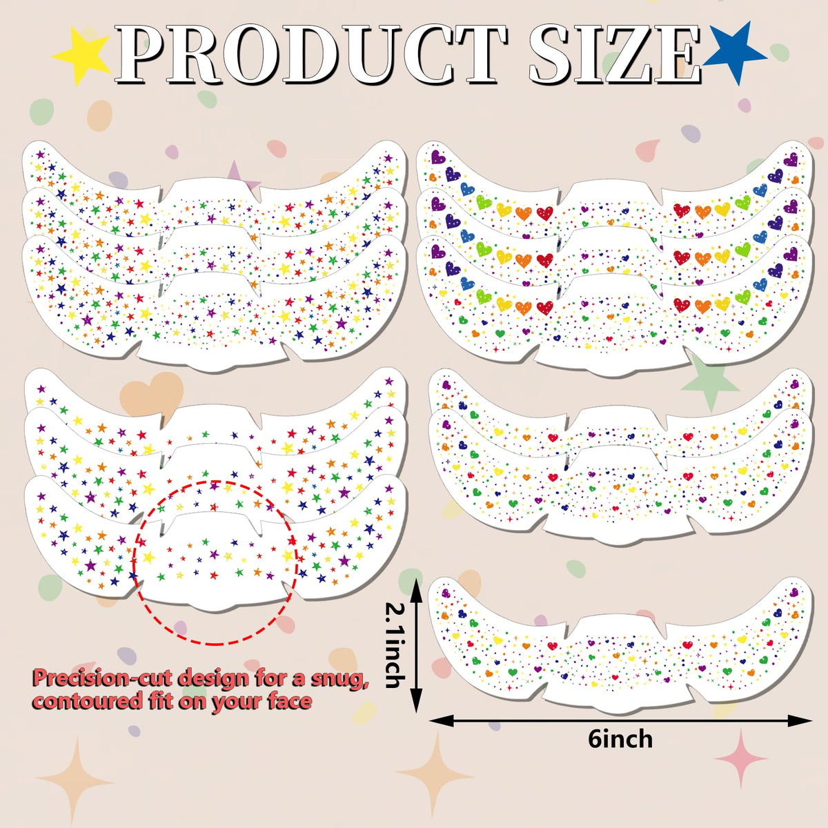 Hosomono design sheet with hearts stars and dots showing pattern choices