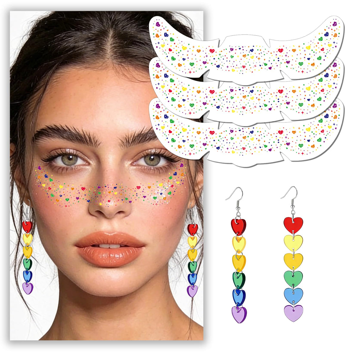 Hosomono front packaging showing pride freckles and earrings, ready for events