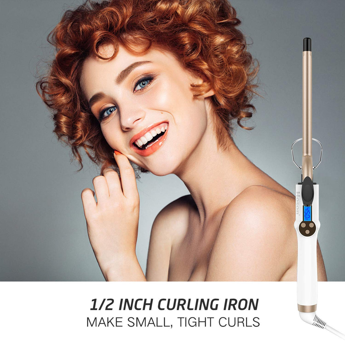 Hoson tourmaline ceramic barrel close-up showing smooth coating for reduced frizz and even heat