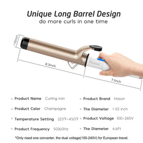 Hoson curling iron styling long hair into loose waves for effortless looks