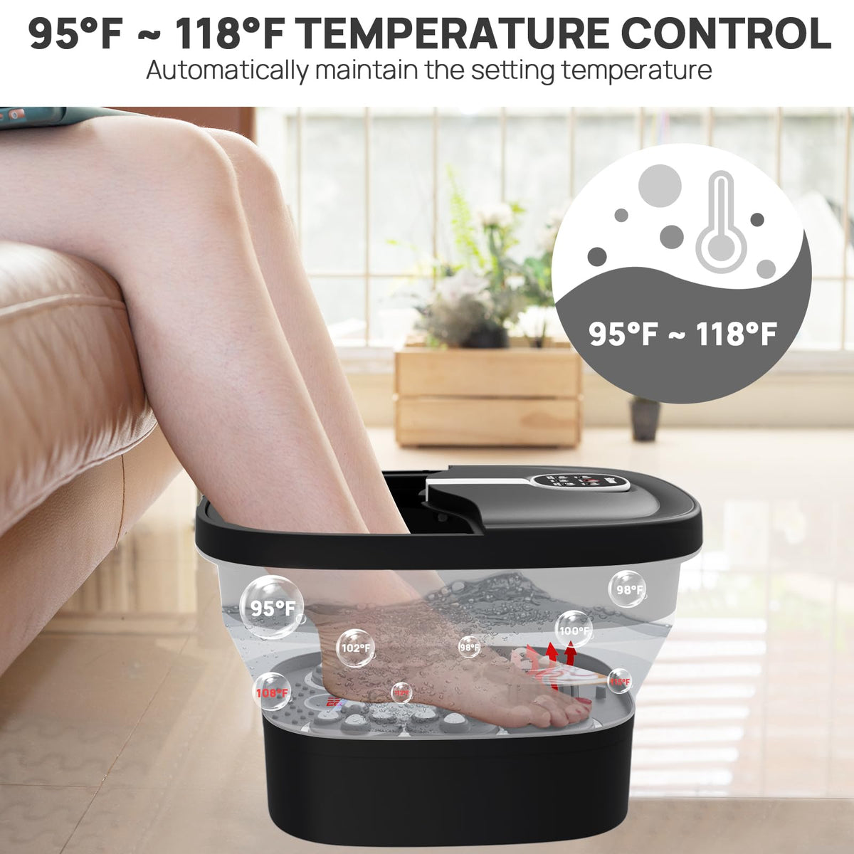 HOSPAN folded foot spa at 5.5 inches tall for compact storage and portability
