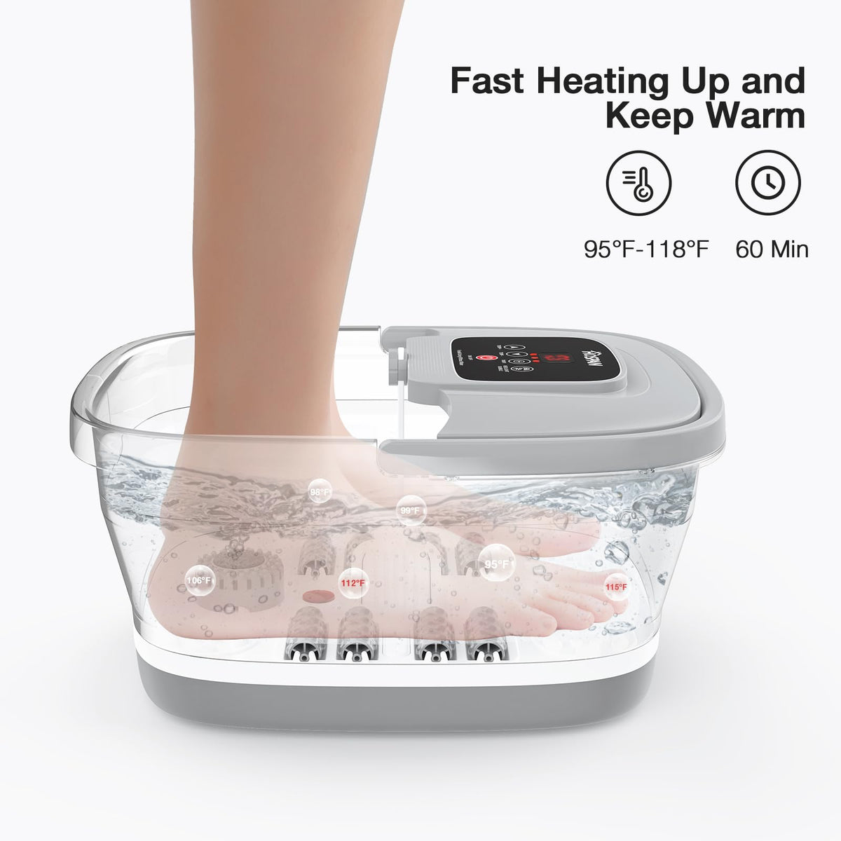 HOSPAN closeup of eight shiatsu rollers highlighting targeted foot relief