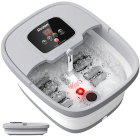 HOSPAN foot spa front view showing controls and benefits of easy operation