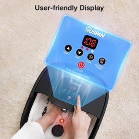 HOSPAN foot spa in use with feet in water, promoting relaxing at-home soak