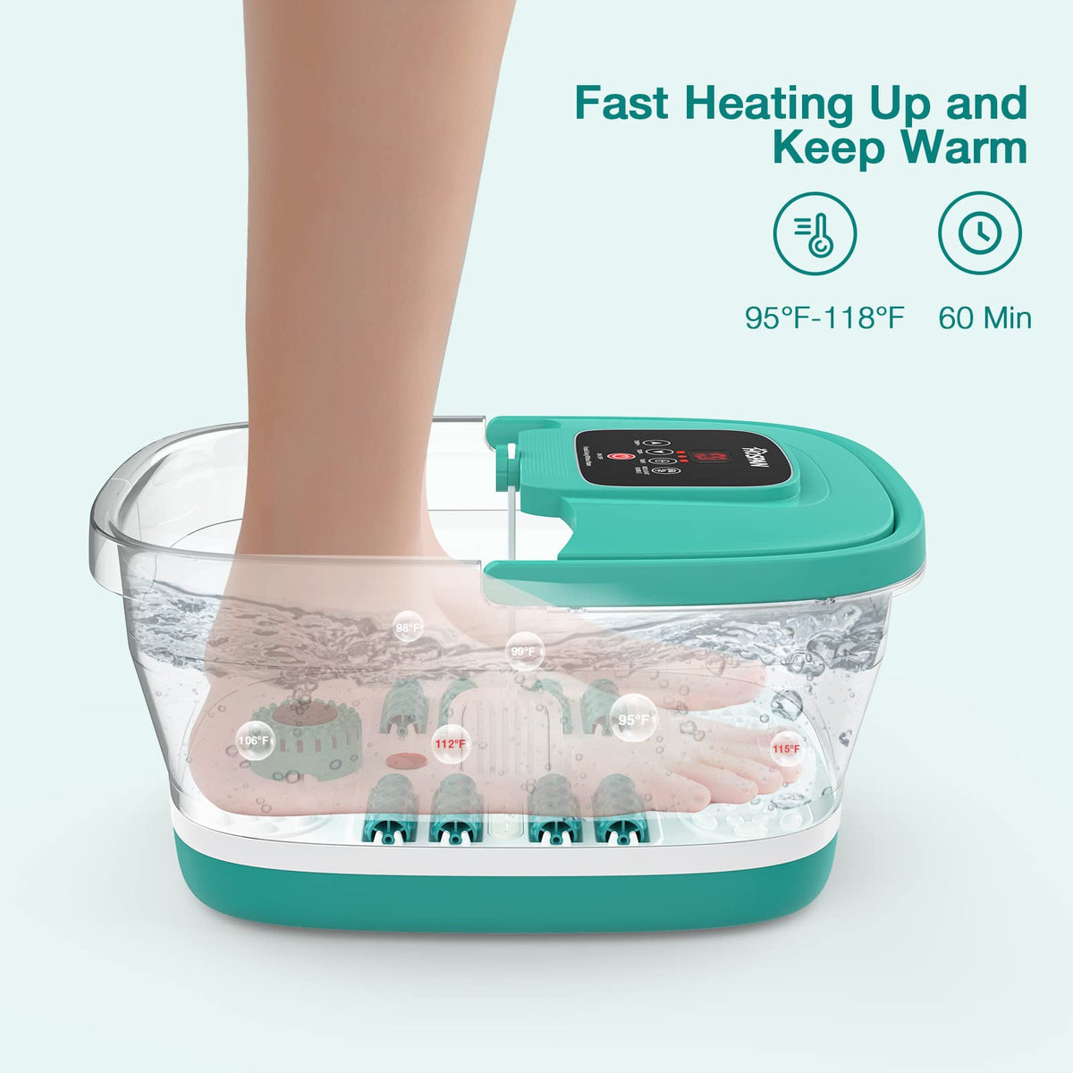 HOSPAN close-up of eight shiatsu massage rollers improving foot circulation