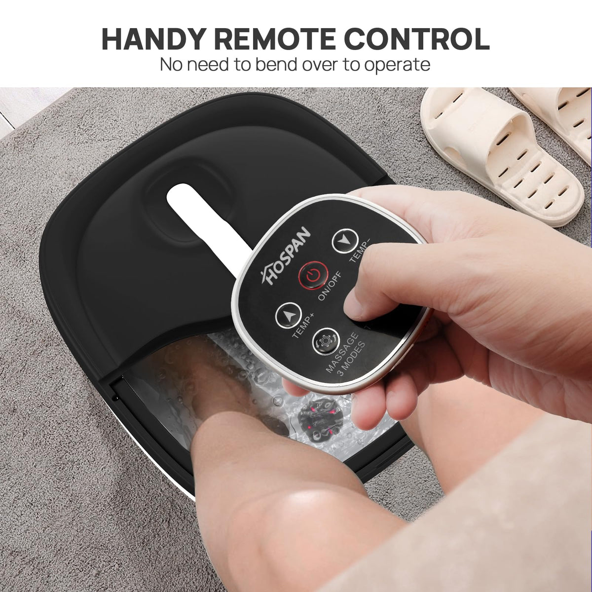 HOSPAN foot spa in a relaxing home setting offering convenient at-home relief