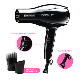 Hot Beauty two included attachments displayed, versatile styling benefit
