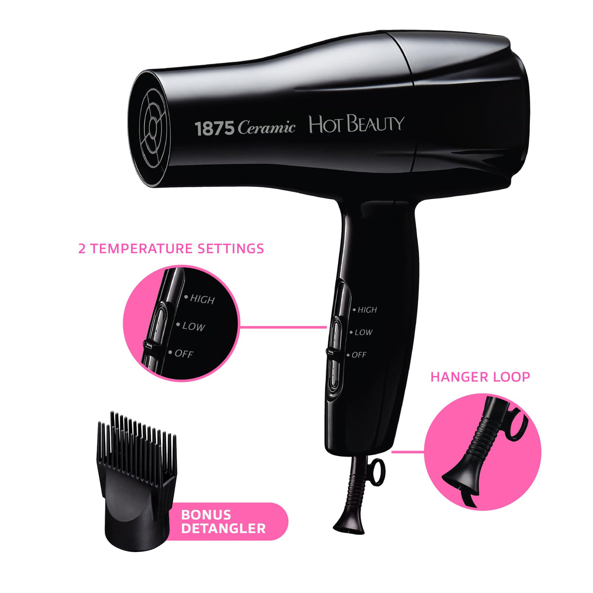 Hot Beauty comb attachment close-up for styling volume and precision