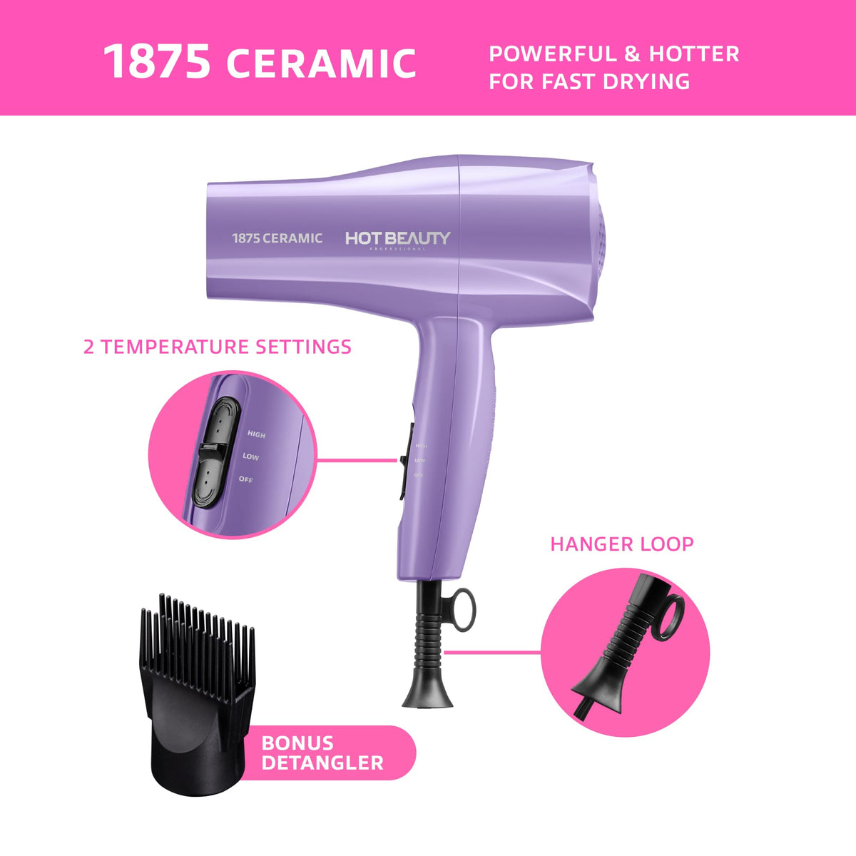 Hot Beauty detangler tool displayed to reduce tangles and hair stress