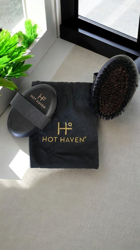 HOT HAVEN in bathroom lifestyle scene promoting relaxing self-care ritual