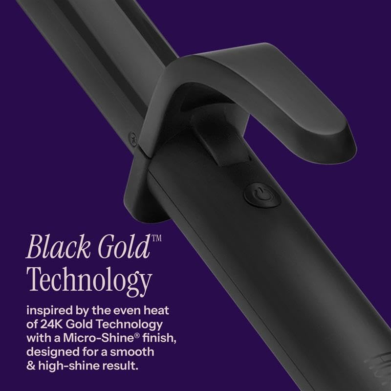HOT TOOLS close-up of black gold barrel showing micro-shine finish for smoother, glossier curls