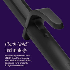 HOT TOOLS close-up of black gold barrel showing micro-shine finish for smoother, glossier curls