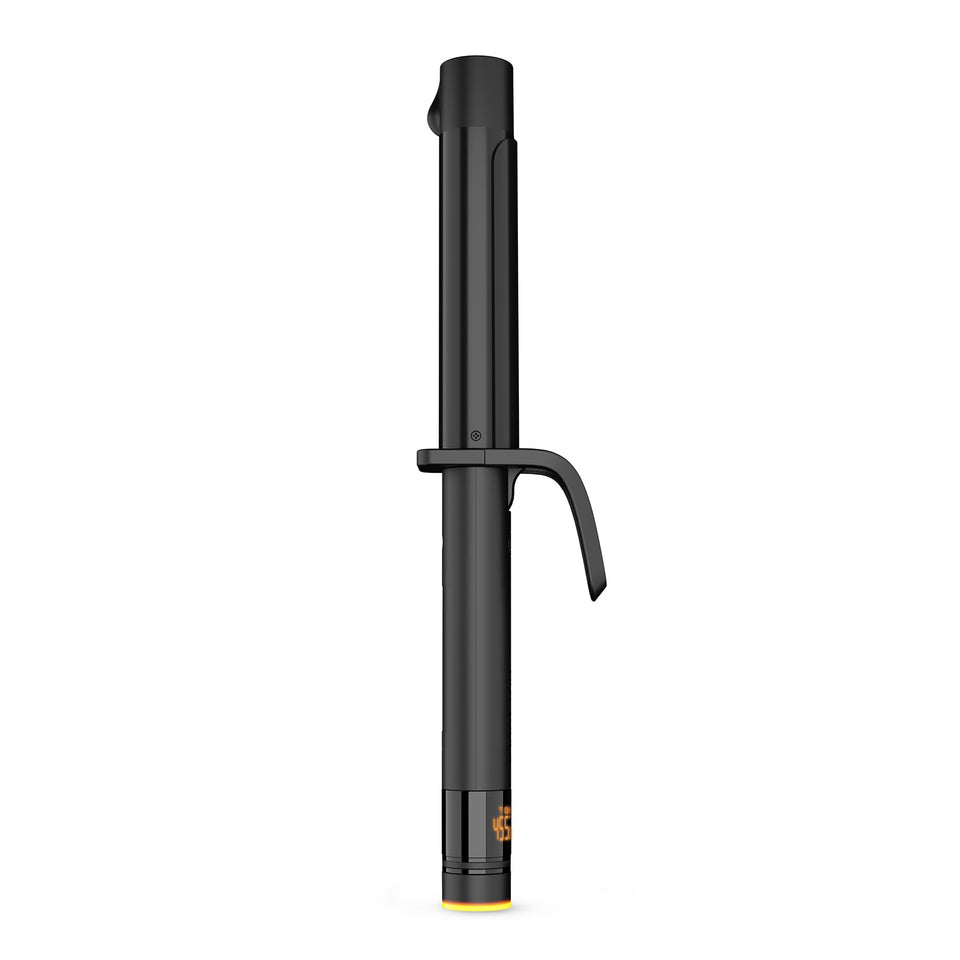 HOT TOOLS front view of black gold curling iron showing sleek design and easy handling