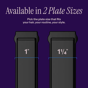 HOT TOOLS size comparison in hand showing 1.25-inch plates for medium-long hair