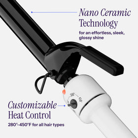 HOT TOOLS ceramic barrel close-up highlighting smooth nano ceramic surface