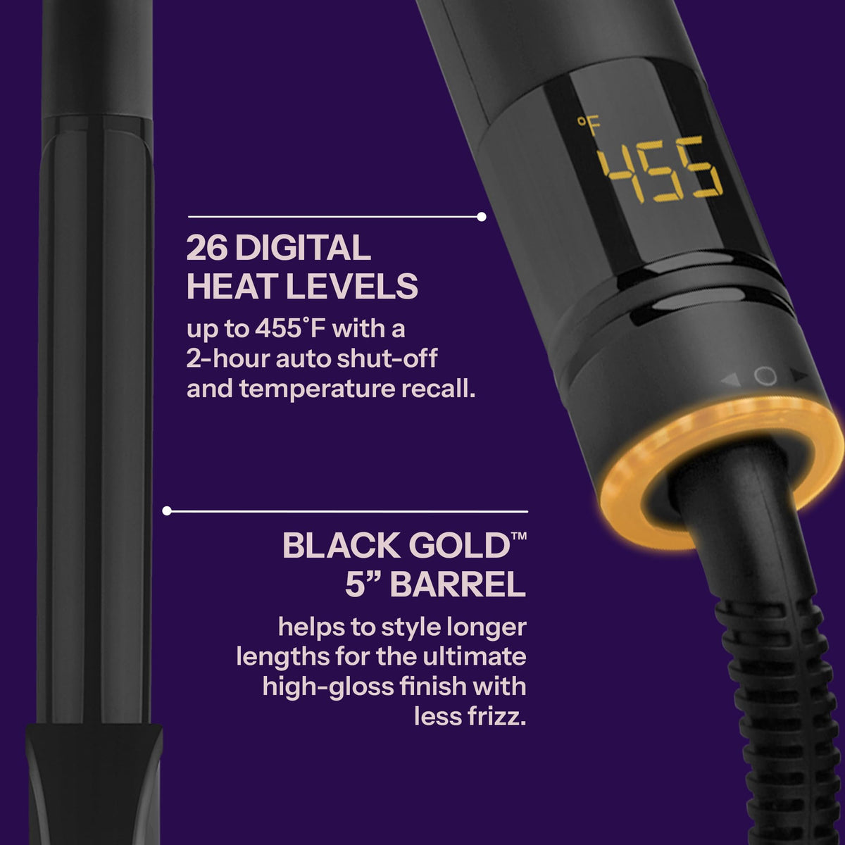 HOT TOOLS curling iron in hand demonstrating ergonomic grip for comfortable styling