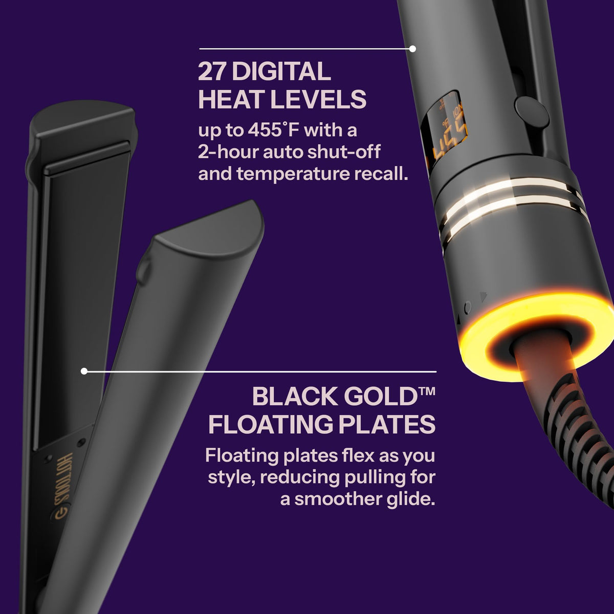 HOT TOOLS digital display and dial visible for precise temperature control benefit