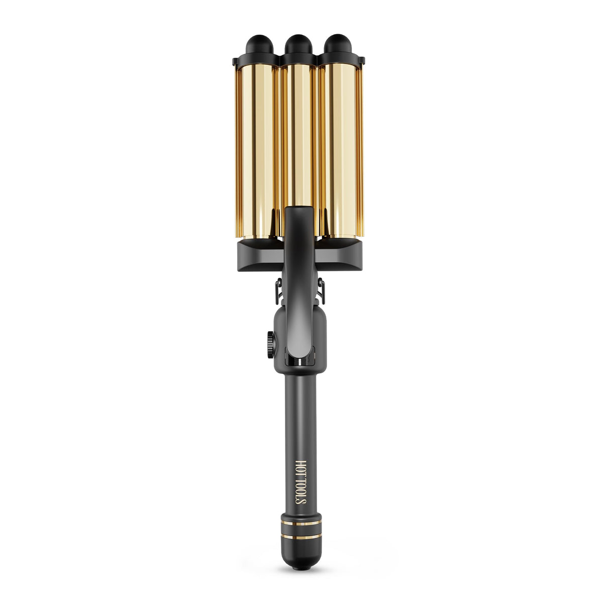 HOT TOOLS front view showing three-barrel waver for fast styling