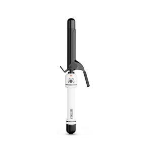 HOT TOOLS Pro Artist curling iron front view showing sleek black and white design and barrel
