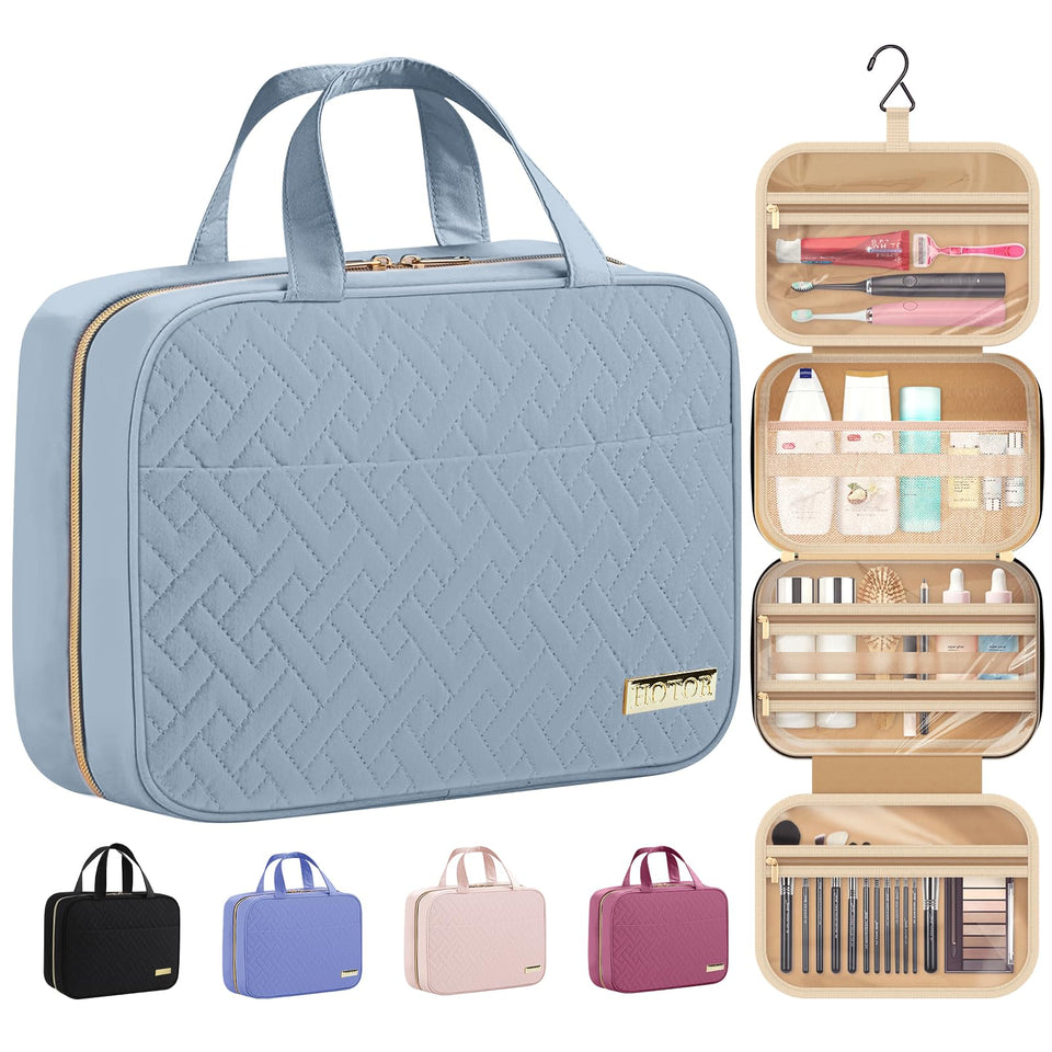 HOTOR front closed light blue bag showing compact packing benefit