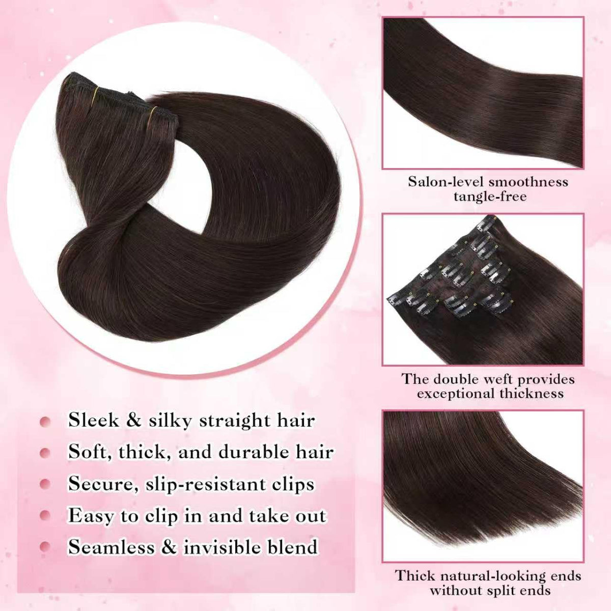 Houlud close-up of silky ends highlighting smooth texture and realism