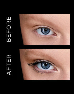 Hourglass mascara applied in mirror for long-wear dramatic eye definition
