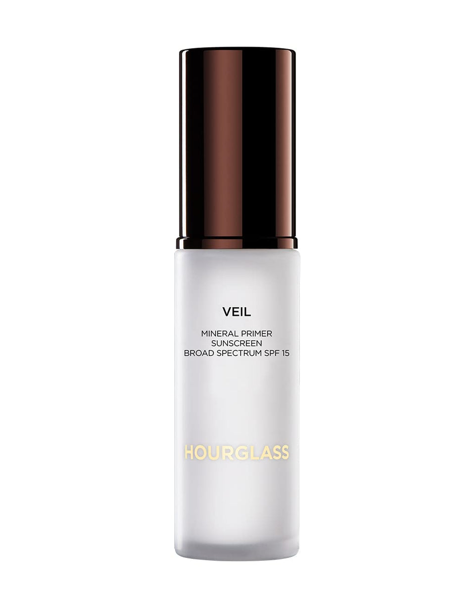 HOURGLASS front bottle shot showing sleek primer packaging and brand clarity