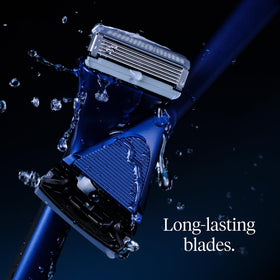 House of Atlas cartridge attached to razor handle demonstrating easy compatibility and control