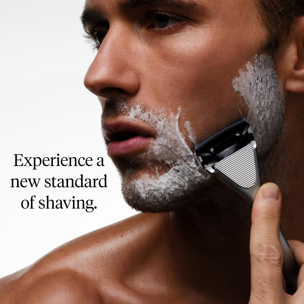 House of Atlas close-up of five stainless steel blades, highlighting consistent shave performance