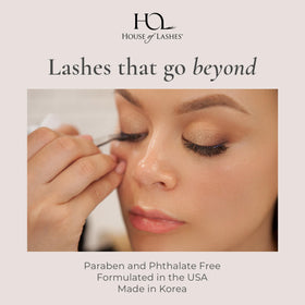House of Lashes in use with model applying lashes for reliable all-day wear